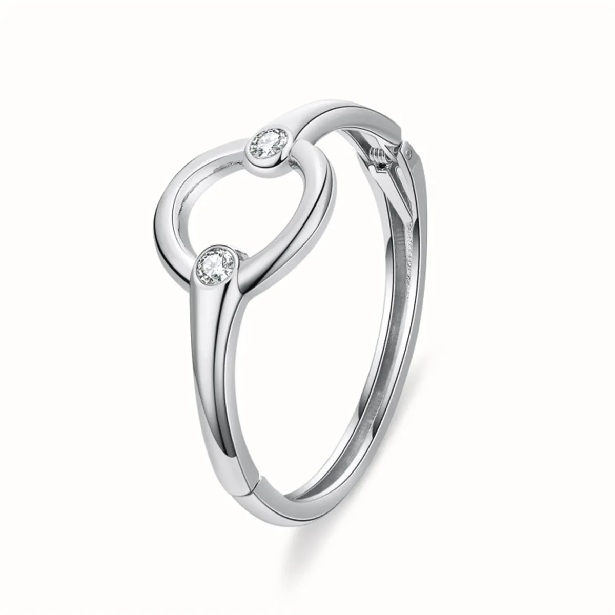 Cubic Zirconia & Silver-Plated Circle Bangle