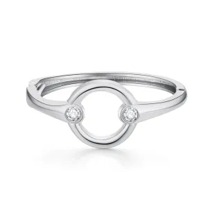 Cubic Zirconia & Silver-Plated Circle Bangle