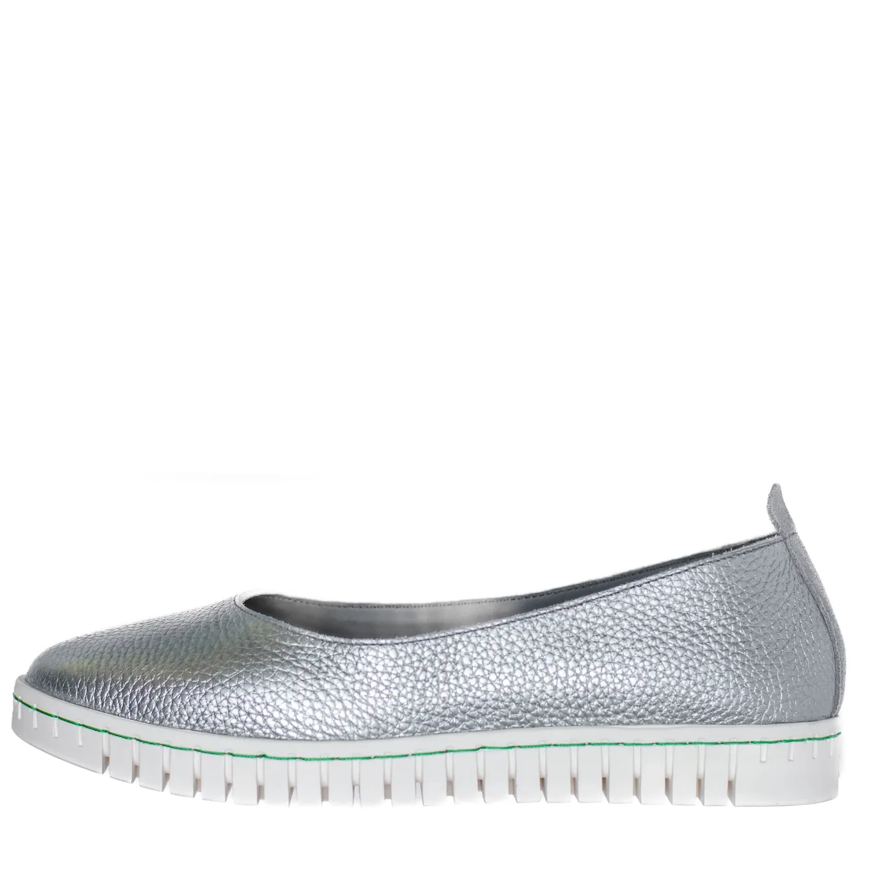 CUSHY Women's silver flat shoes - Italian Leather