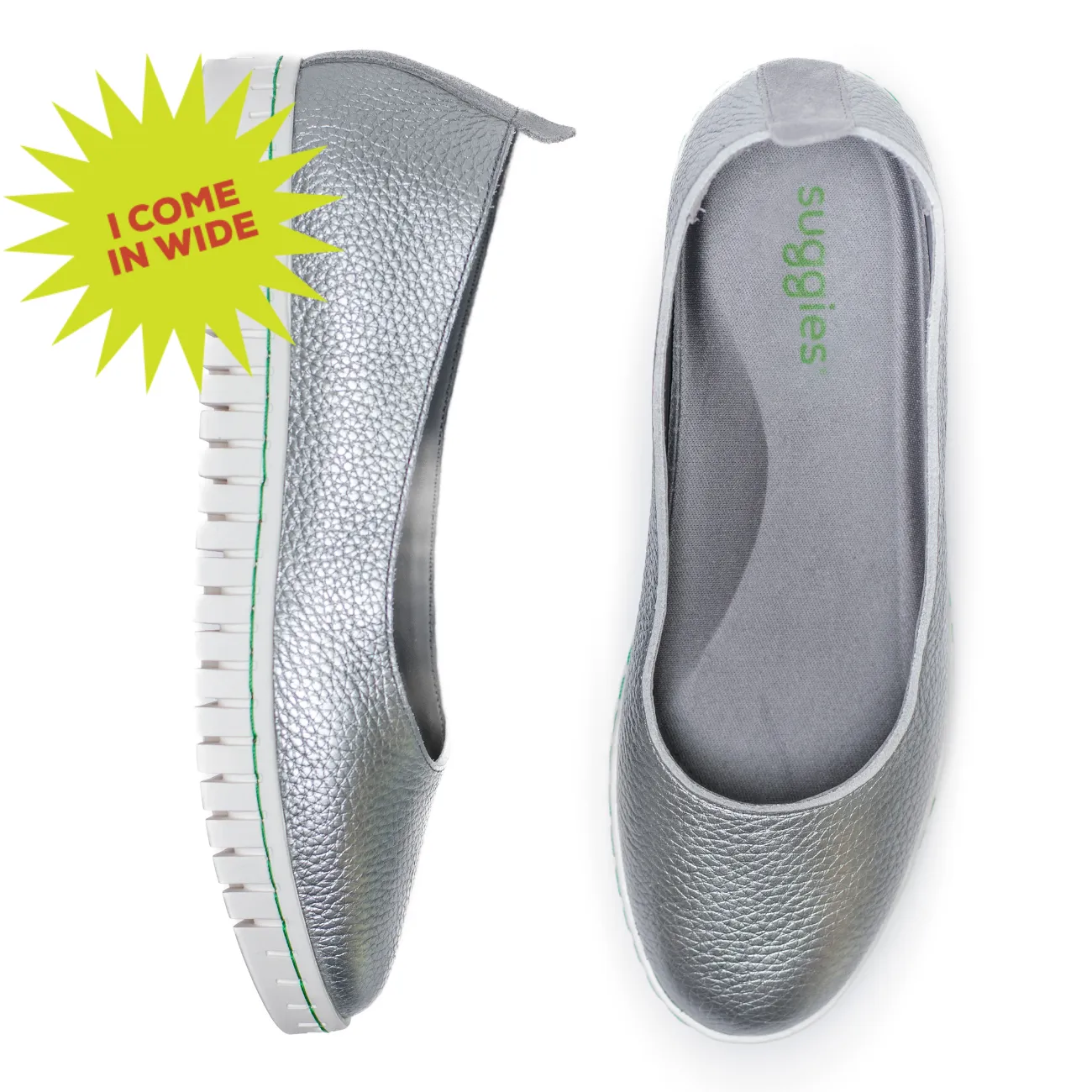 CUSHY Women's silver flat shoes - Italian Leather