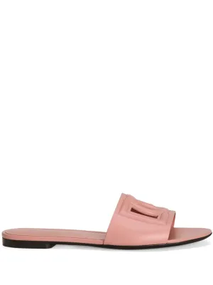 Dg logo leather flat sandals