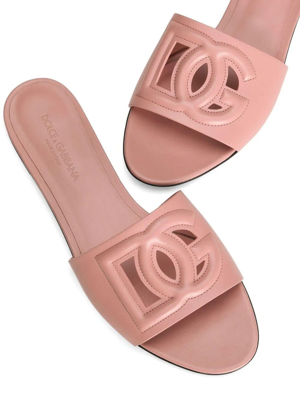 Dg logo leather flat sandals