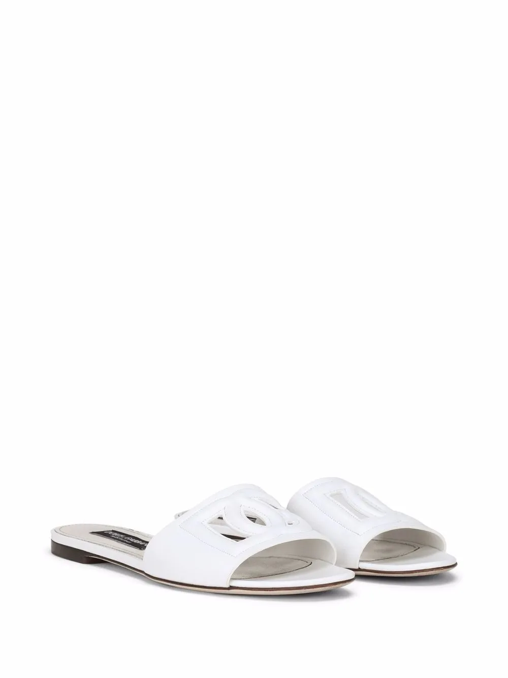 Dg logo leather flat sandals