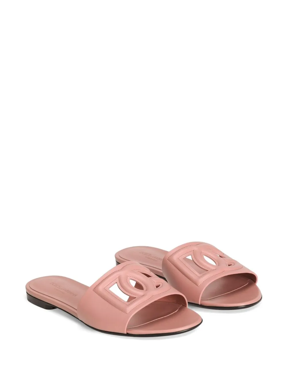 Dg logo leather flat sandals