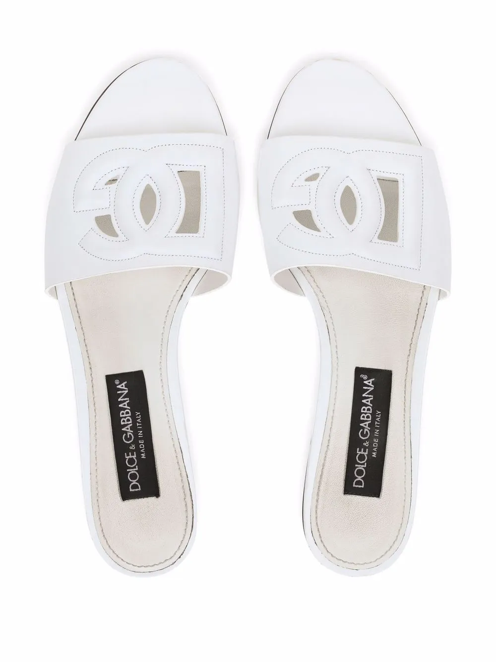 Dg logo leather flat sandals