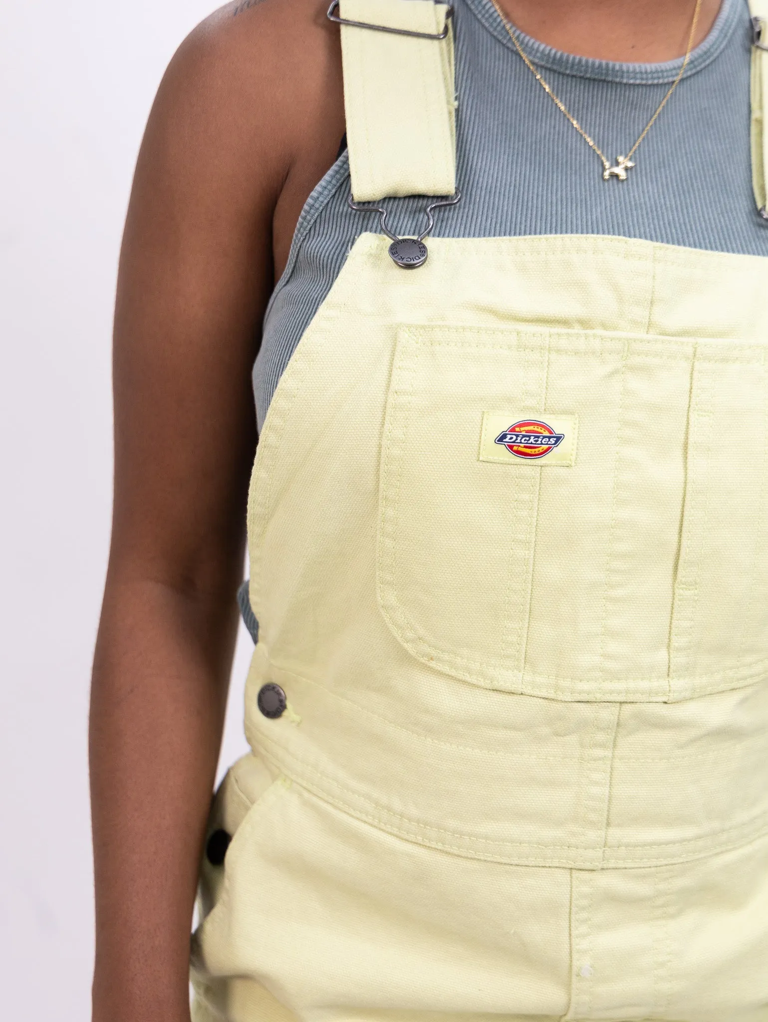 Dickies Women's Duck Canvas Short Bib - Stonewash Pale Green