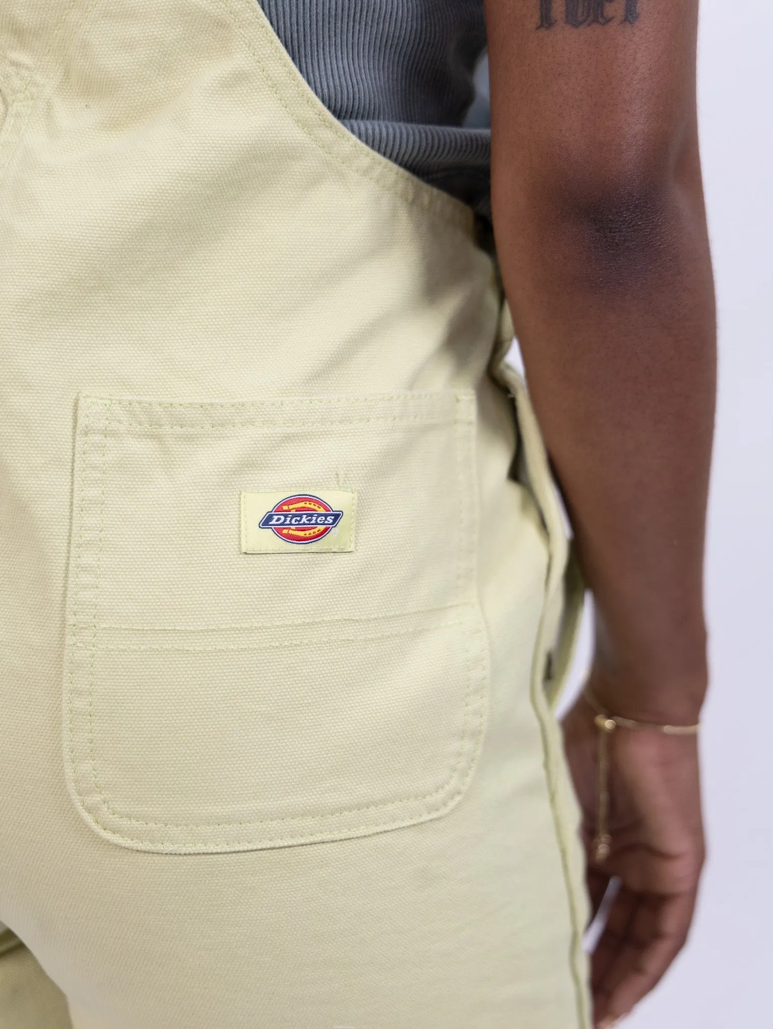 Dickies Women's Duck Canvas Short Bib - Stonewash Pale Green