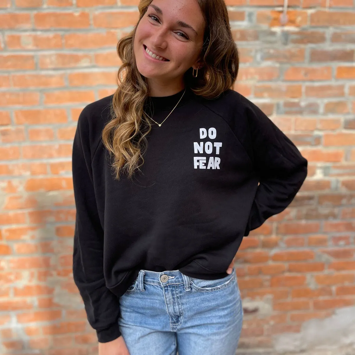Do Not Fear Mid-Length Sweatshirt in Black