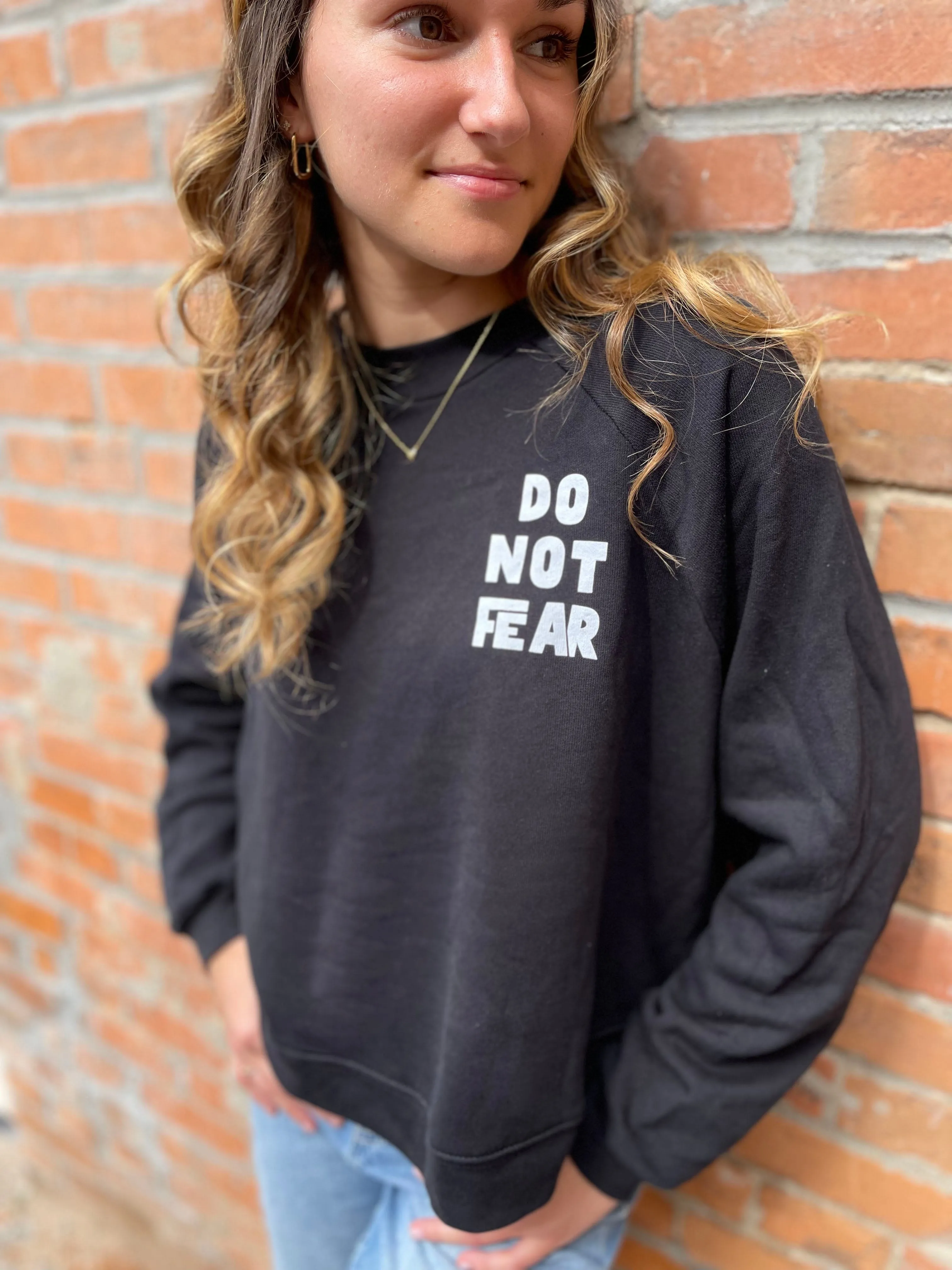 Do Not Fear Mid-Length Sweatshirt in Black