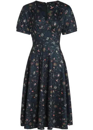 Dolly & Dotty Julia Mystic Flared Dress Dark Green