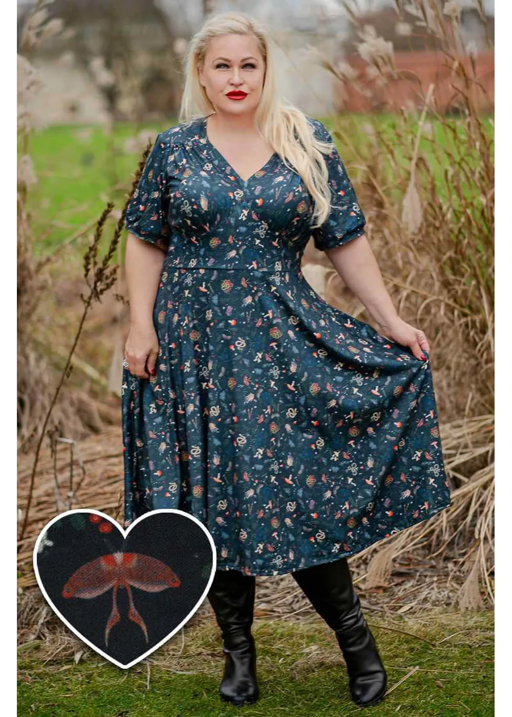 Dolly & Dotty Julia Mystic Flared Dress Dark Green