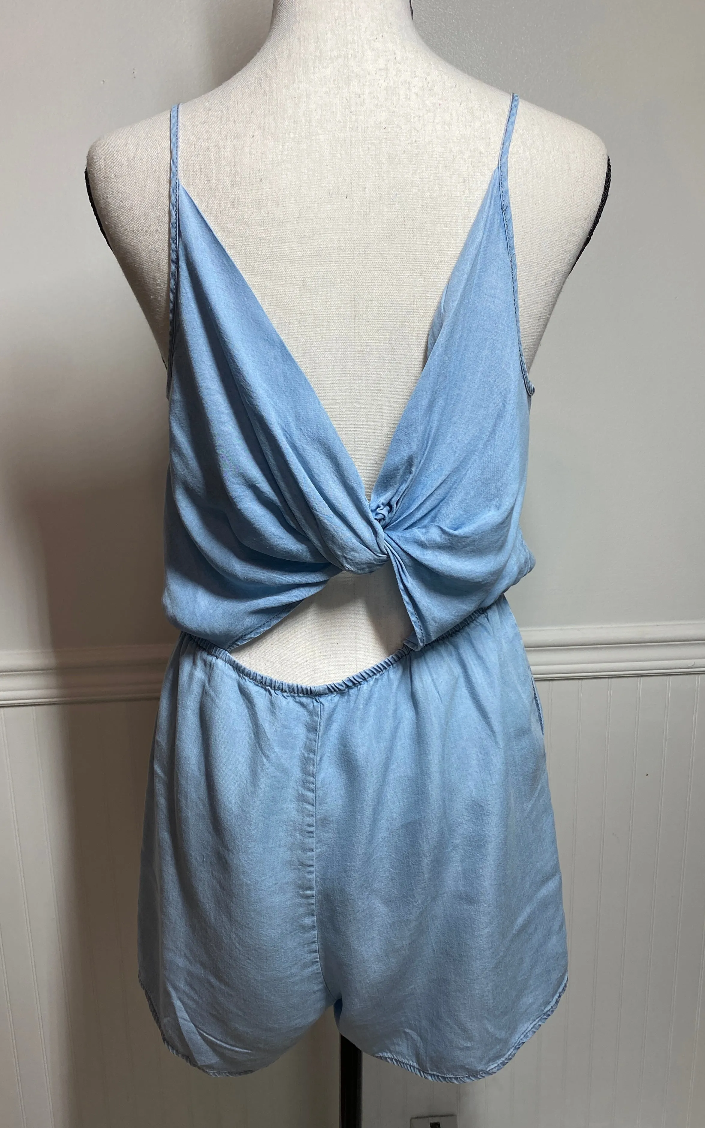 Dolly Chambray Twist Back Romper