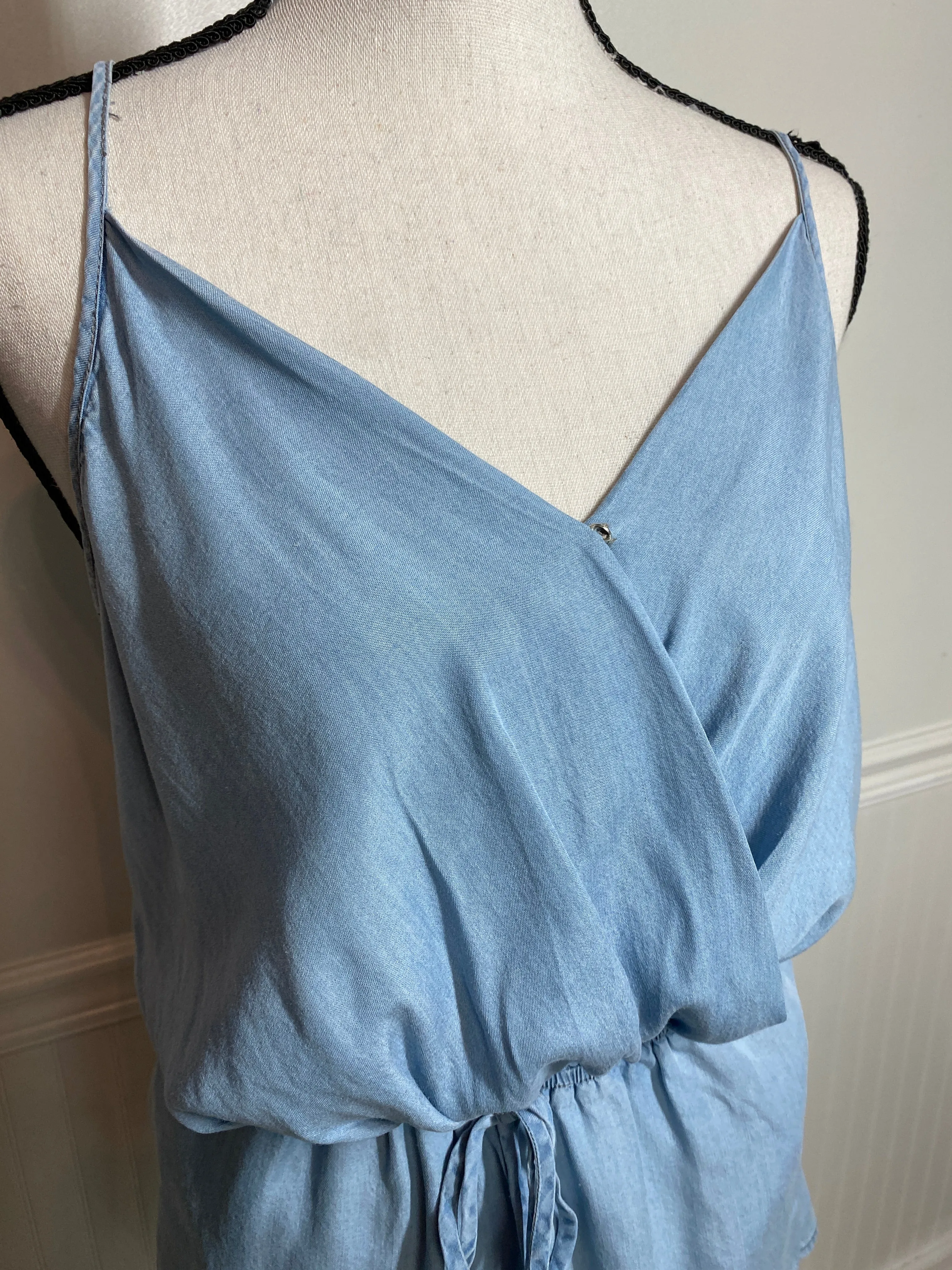 Dolly Chambray Twist Back Romper
