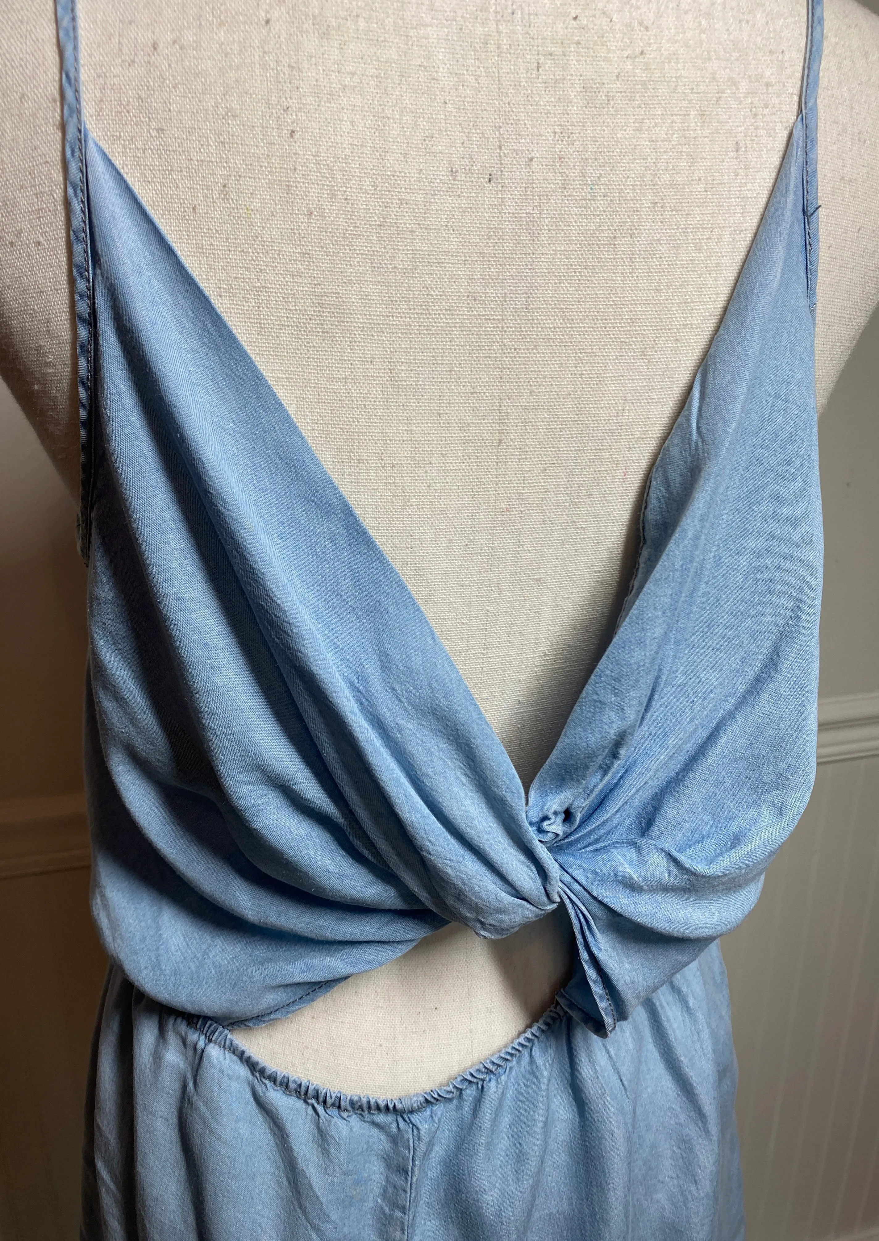 Dolly Chambray Twist Back Romper