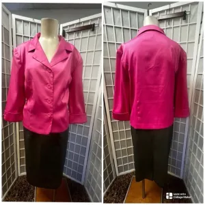 Dressbarn,Woman,Black skirt Long suit,Pink Jacket,Sz L,Buttons,Kerchief Floral.!