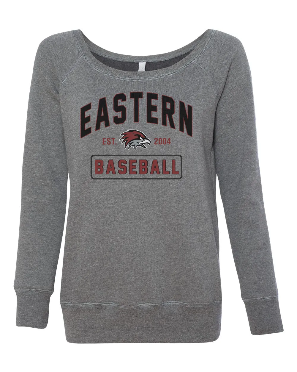 EASTERN BASEBALL EST Bella & Canvas Wide Neck Sweatshirt grey