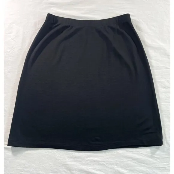 Eileen Fisher Women's Pull-On Elastic Waist Midi Skirt Black