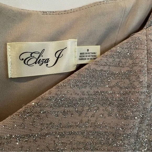 Eliza J Women's Silver Glitter Dress Size 8 | Metallic Cocktail Party Dress