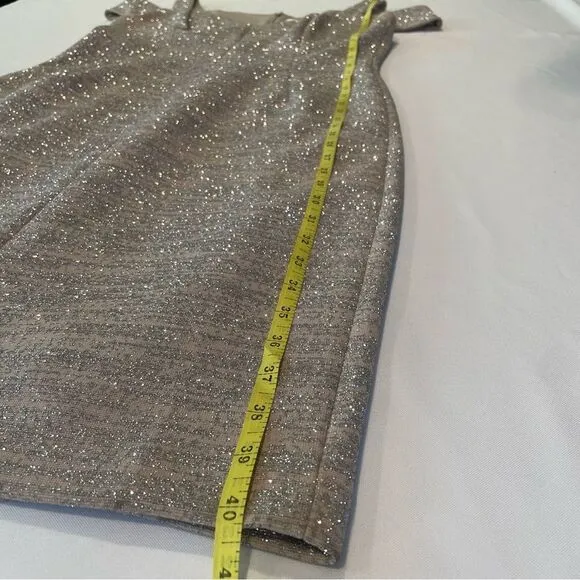 Eliza J Women's Silver Glitter Dress Size 8 | Metallic Cocktail Party Dress