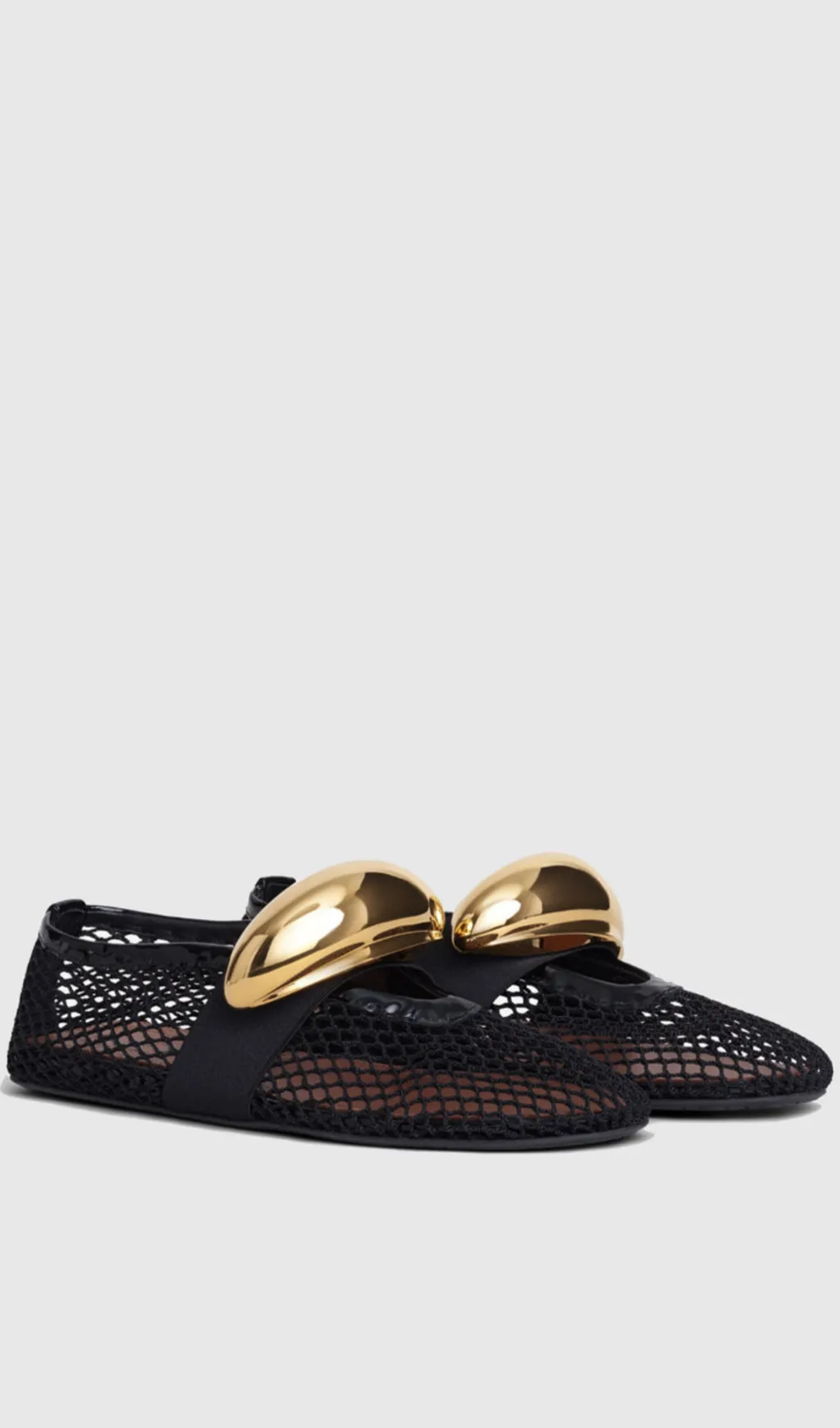 Emerson Hardware Buckle Fishnet Ballet Flats