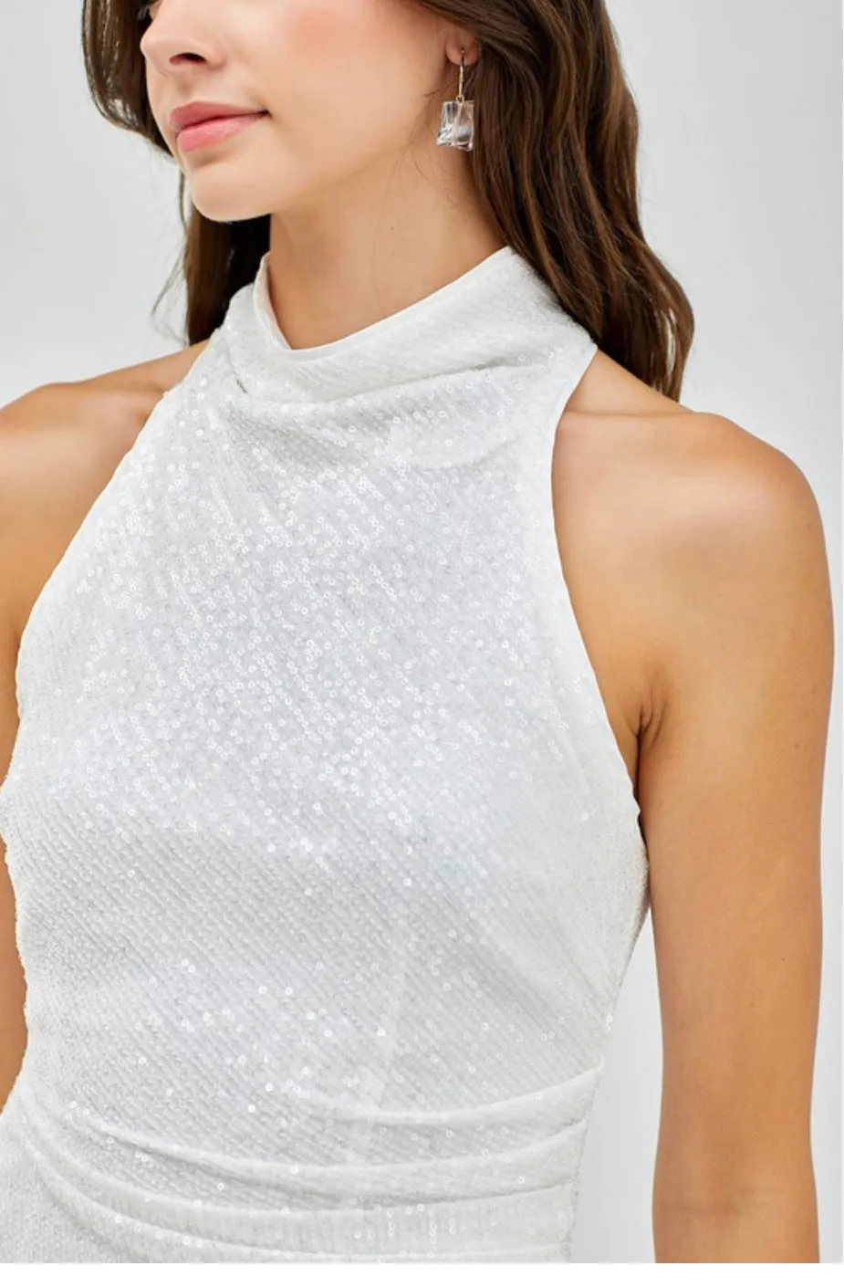 EMMETT ASYMMETRICAL SEQUIN MINI DRESS