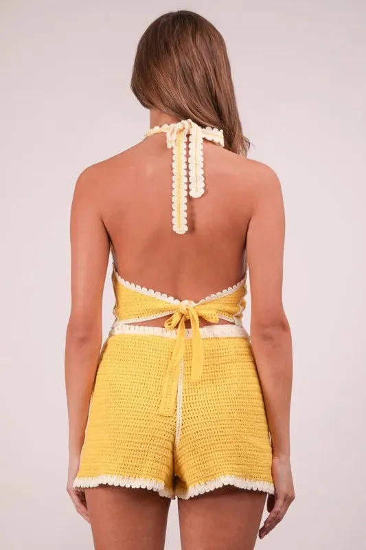 Floral Crochet Top and Shorts Set