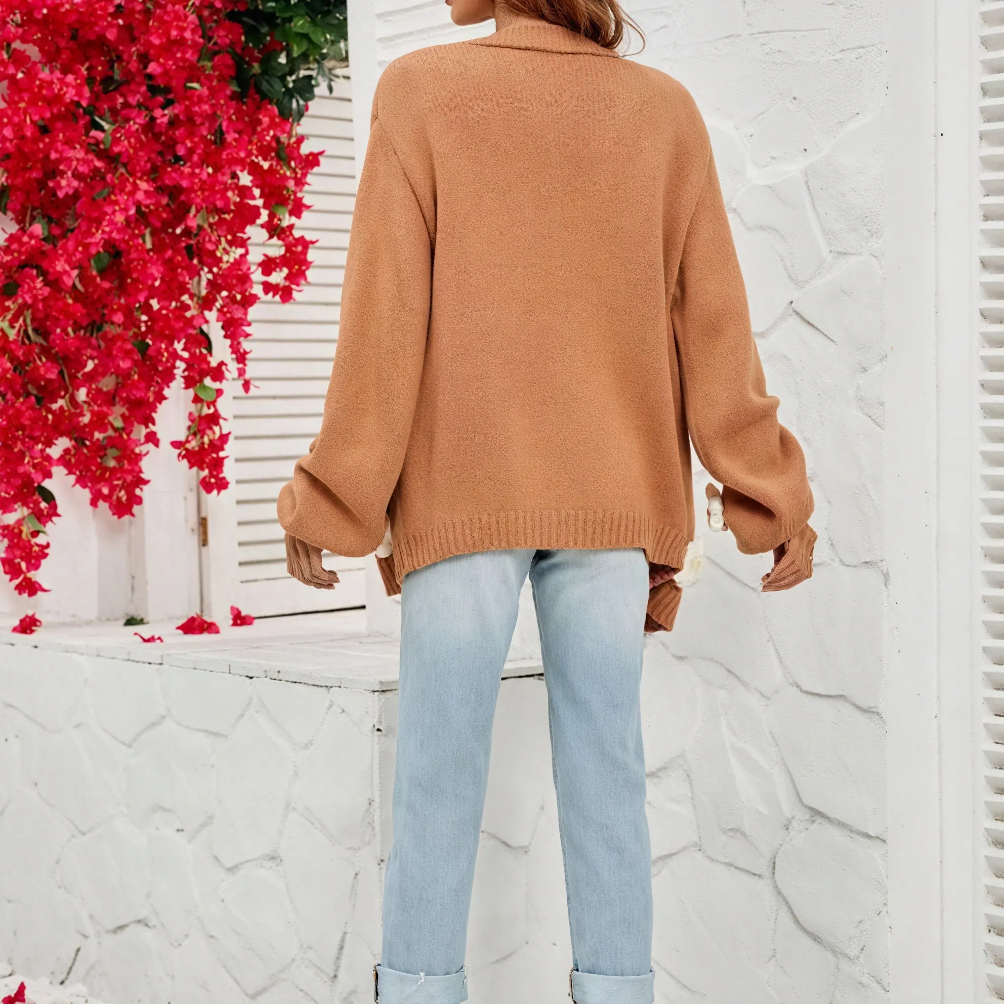 Floral Embellished Open-Front Cardigan