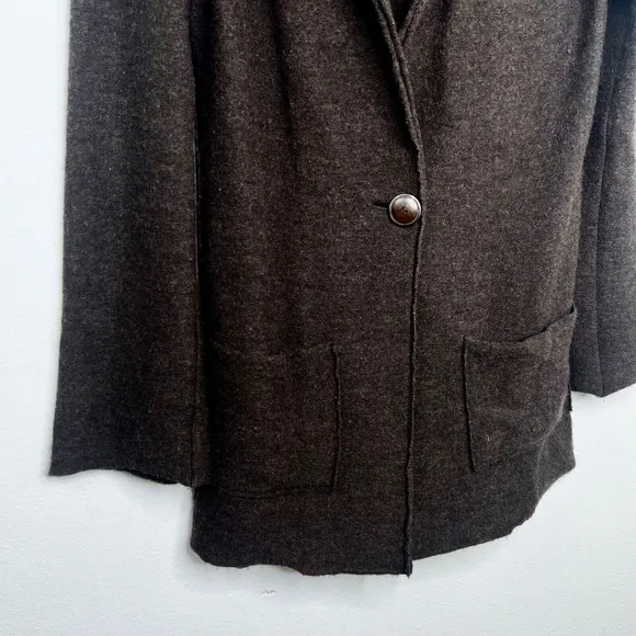 FP Beach Free People Womens Size XS Merino Wool One Button Blazer Jacket Brown