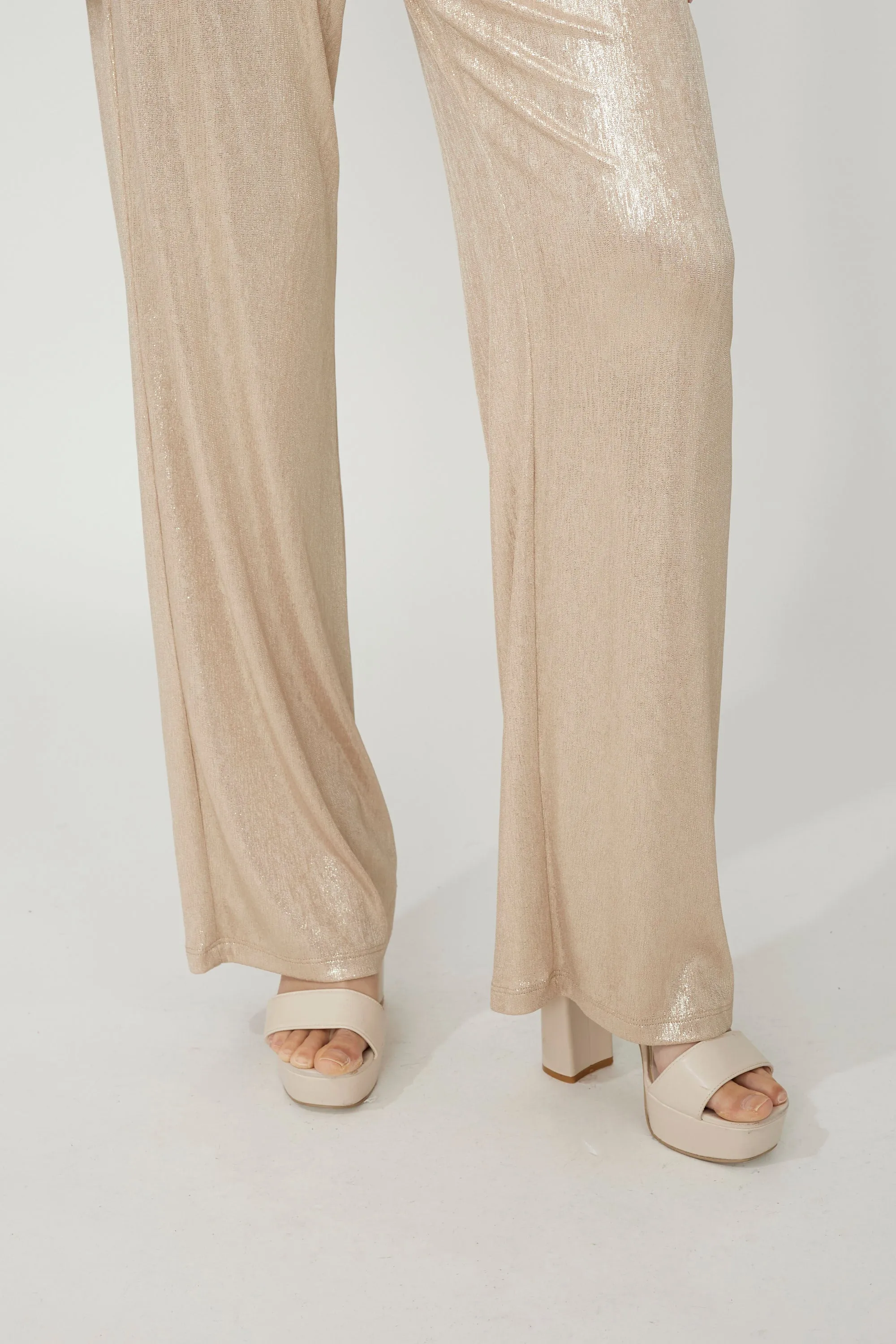 Frank Lyman- Women's Metallic Belted Flare Trousers