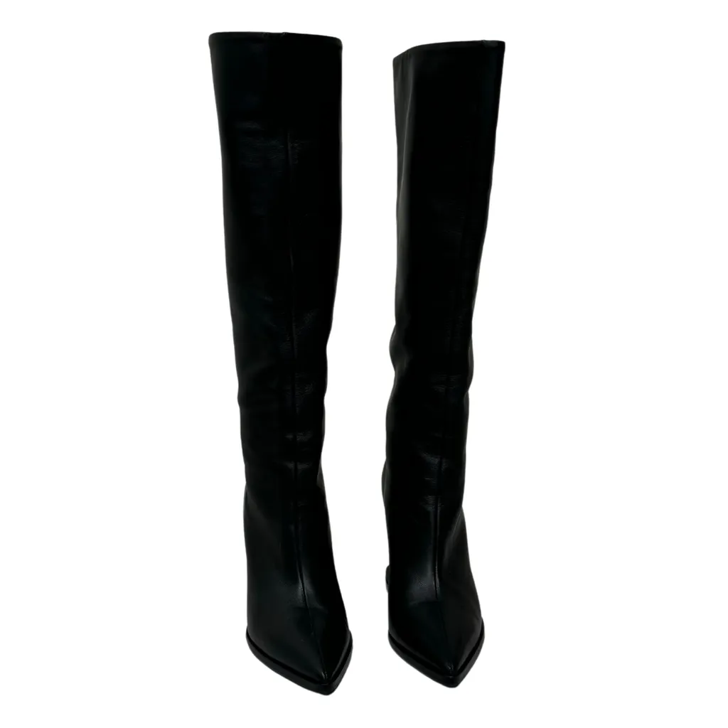 Gianvitto Rossi Black Leather Wedge Boots, 37.5