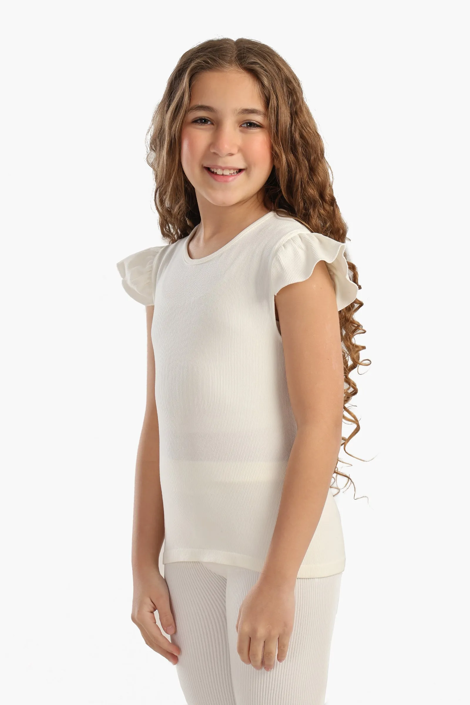 Girly Ribbed Ruffle Top