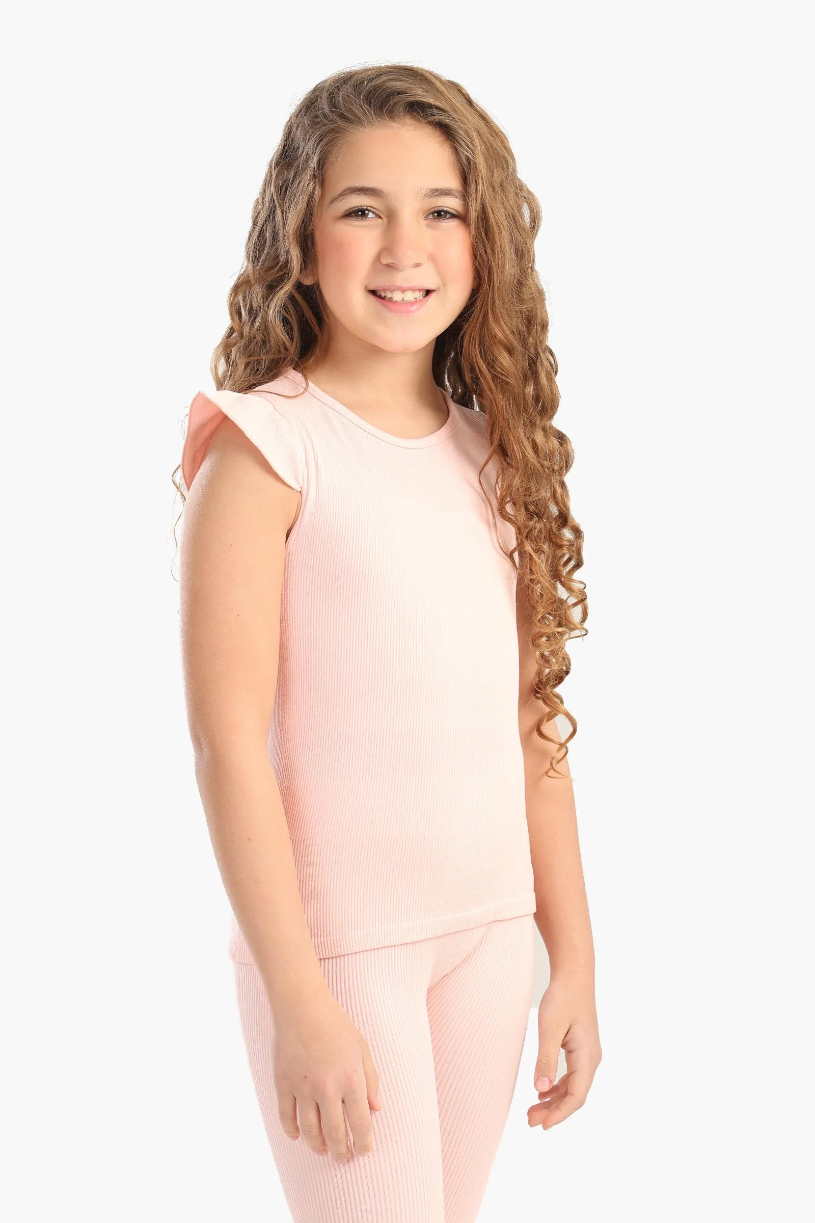 Girly Ribbed Ruffle Top