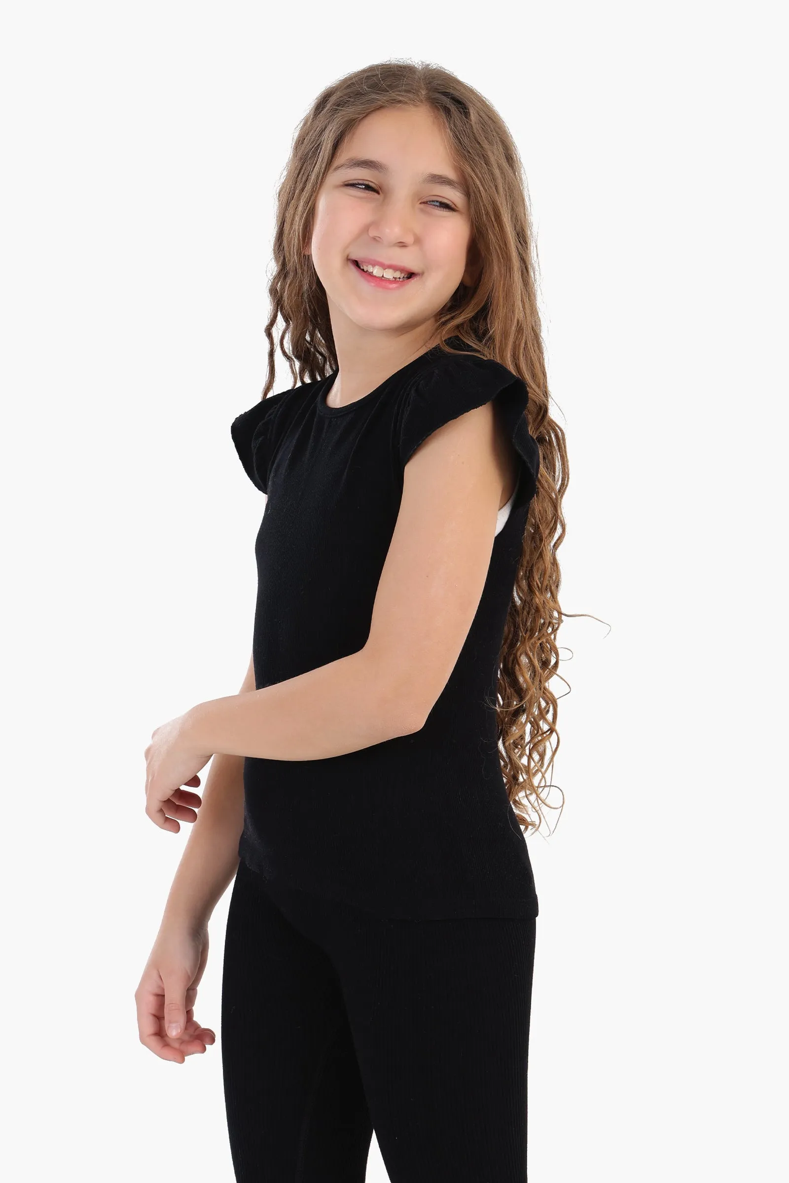Girly Ribbed Ruffle Top