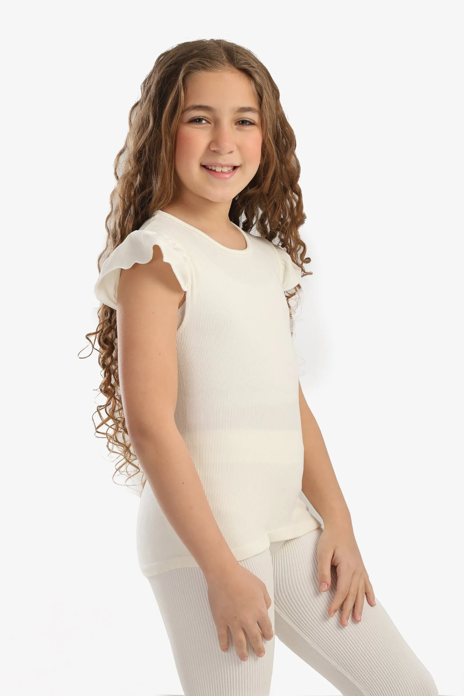 Girly Ribbed Ruffle Top