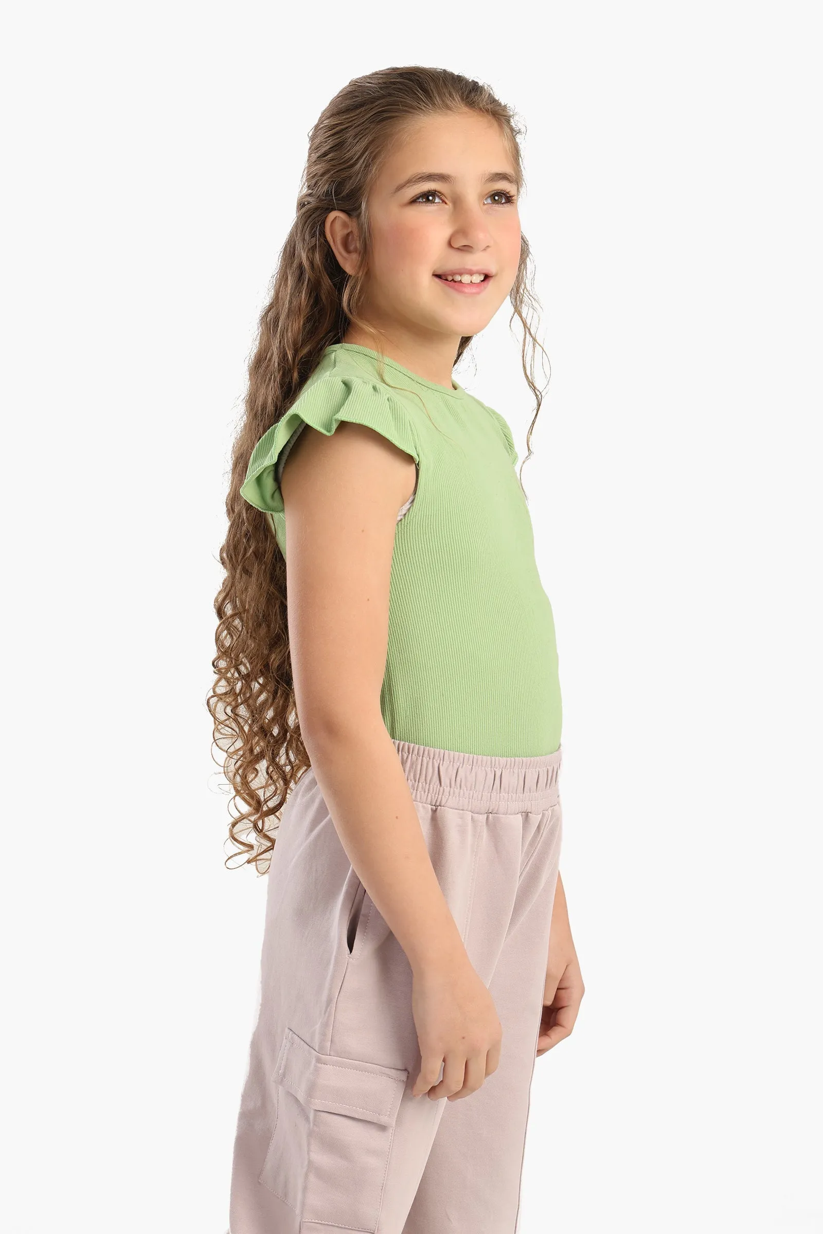 Girly Ribbed Ruffle Top