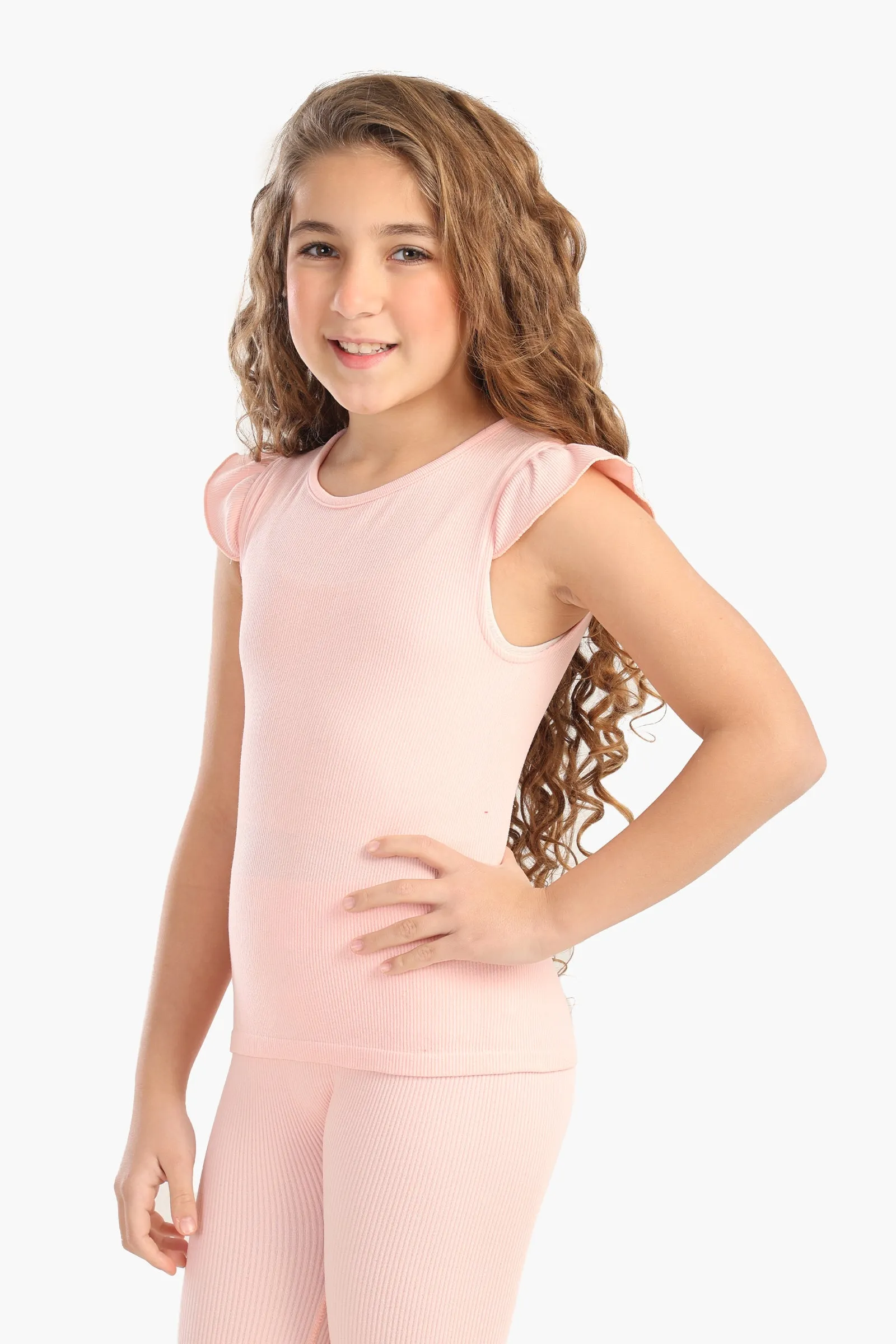 Girly Ribbed Ruffle Top