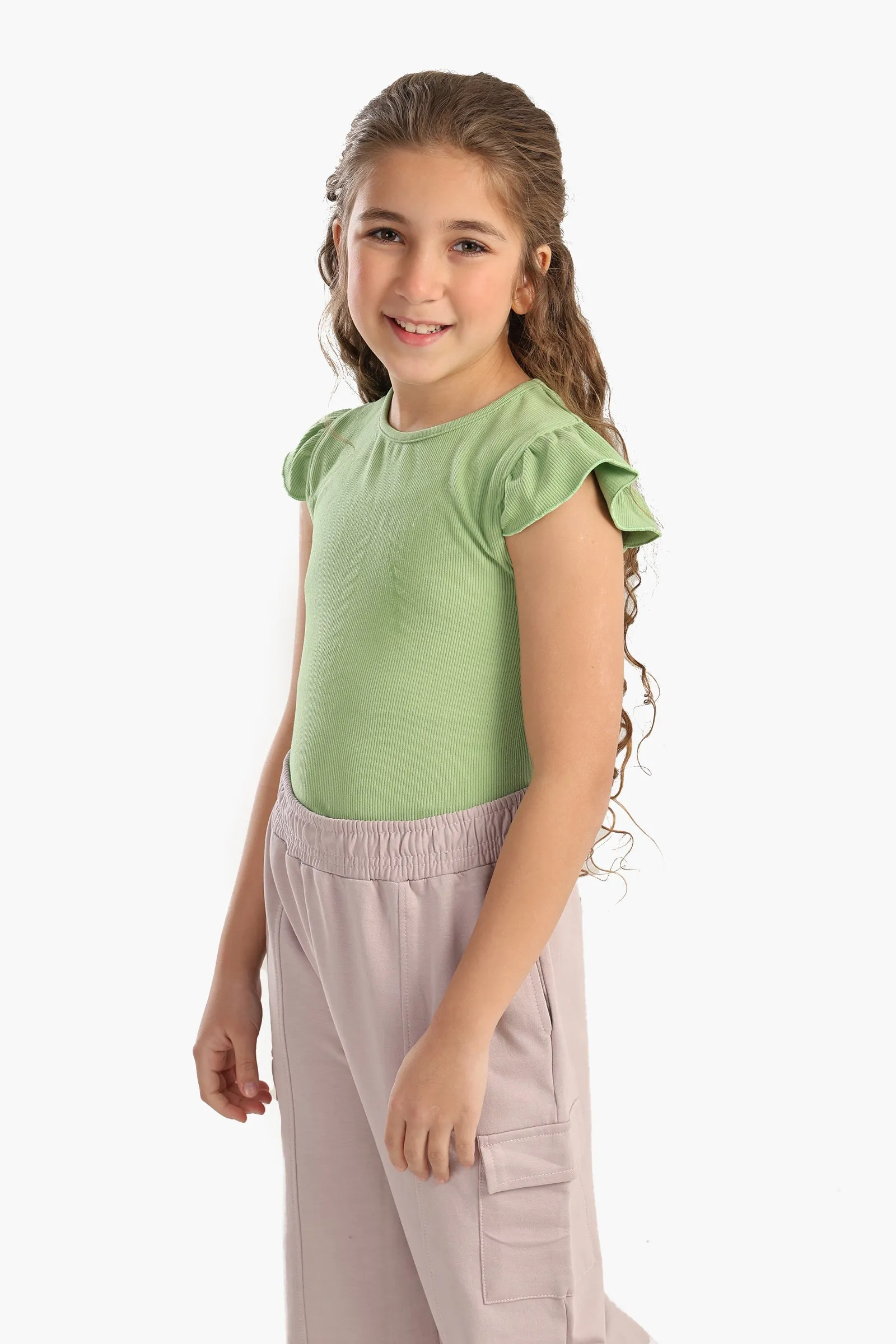 Girly Ribbed Ruffle Top