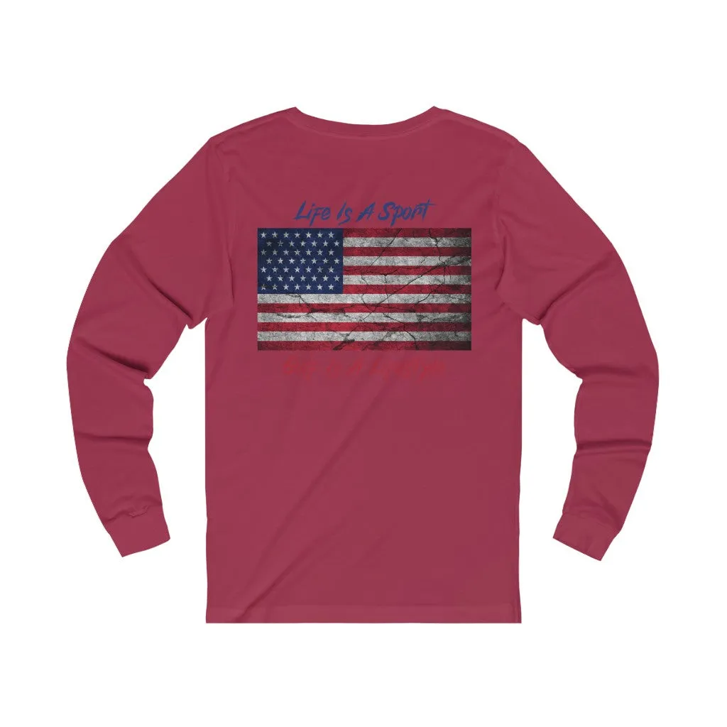 Golf Vintage American Flag 2-Sided Long Sleeve T-Shirt