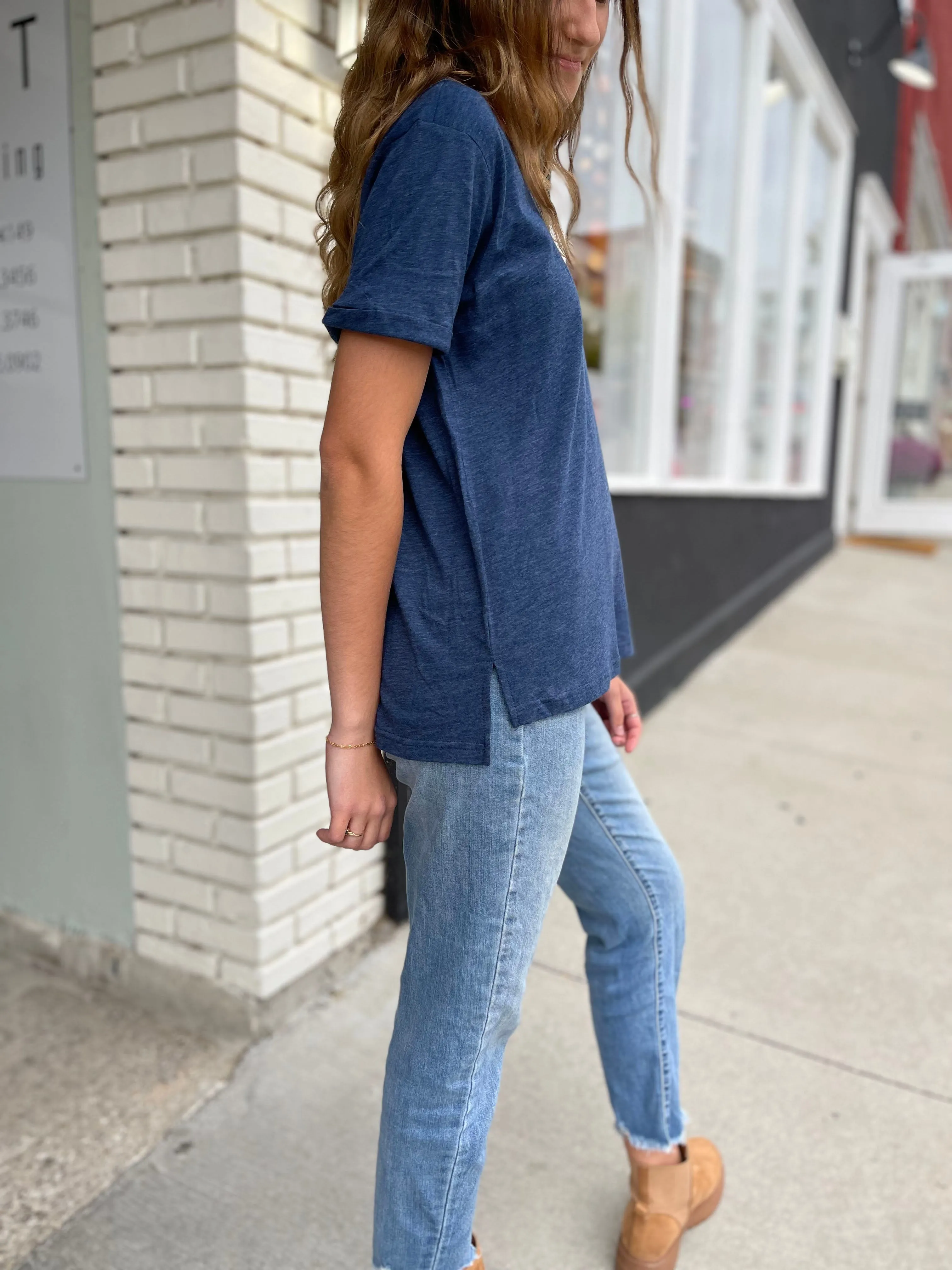 Grace Rewrote My Story Tee in Navy