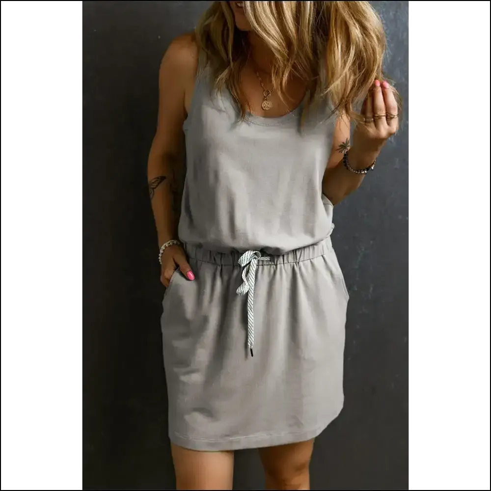 Gray Sleeveless Mini Dress: Needful Things' Leg Day Special! 😜
