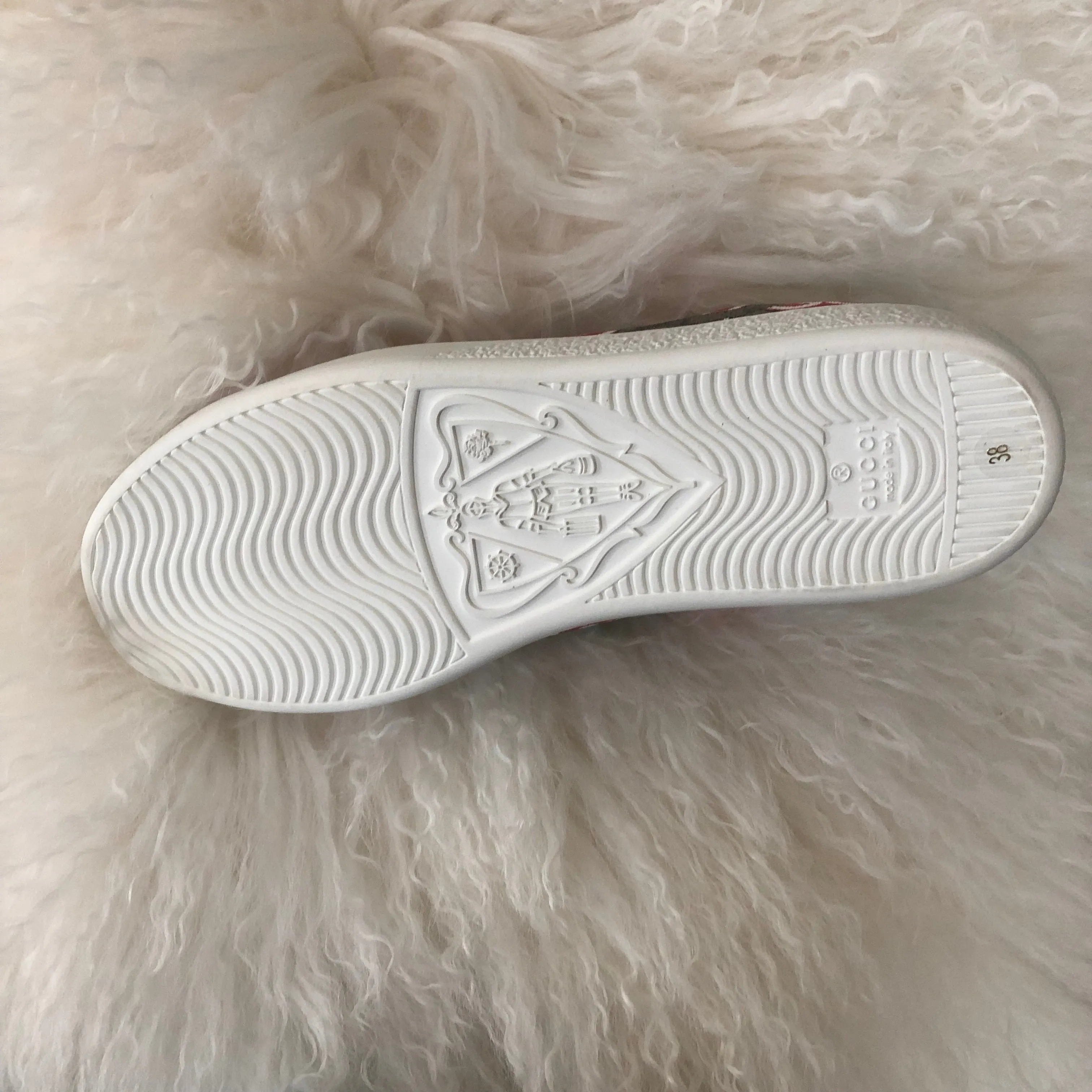Gucci Ace Sneaker with GG Apple Print in Beige