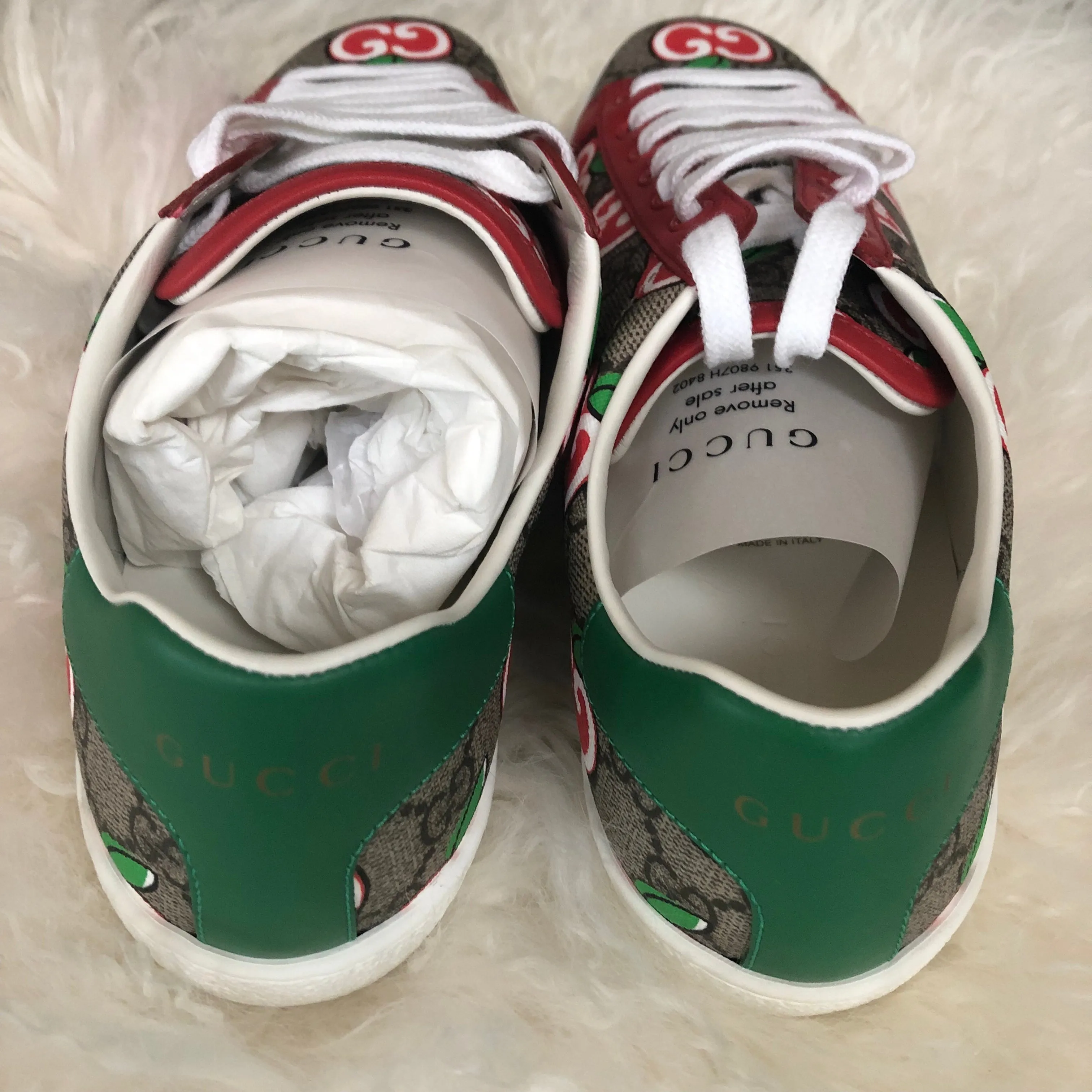 Gucci Ace Sneaker with GG Apple Print in Beige