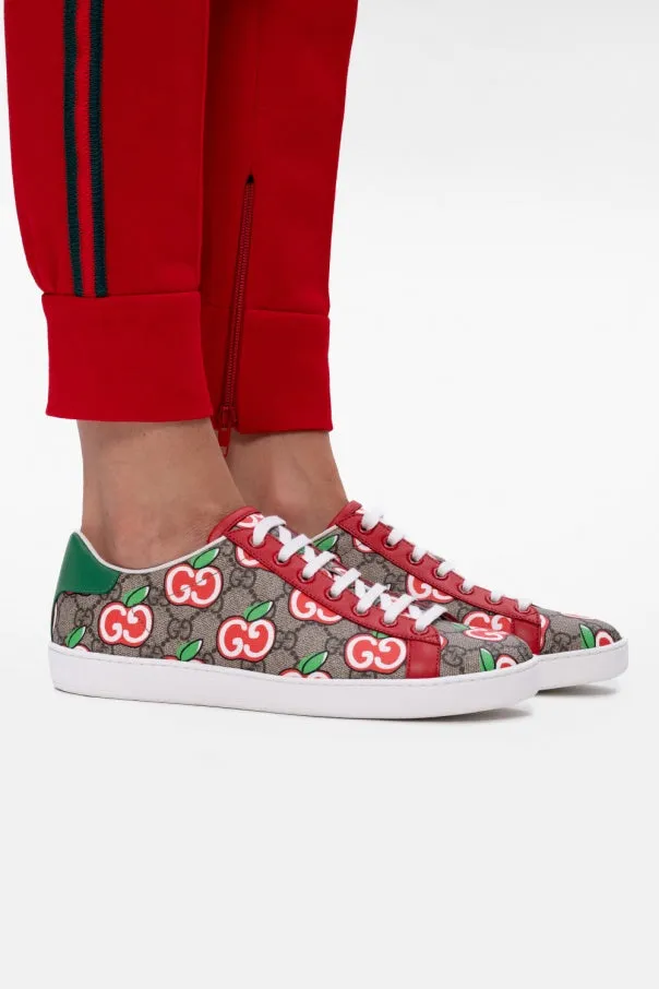 Gucci Ace Sneaker with GG Apple Print in Beige