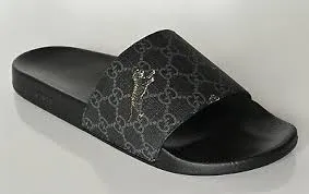 Gucci GG Supreme Canvas Tigers Black Slides