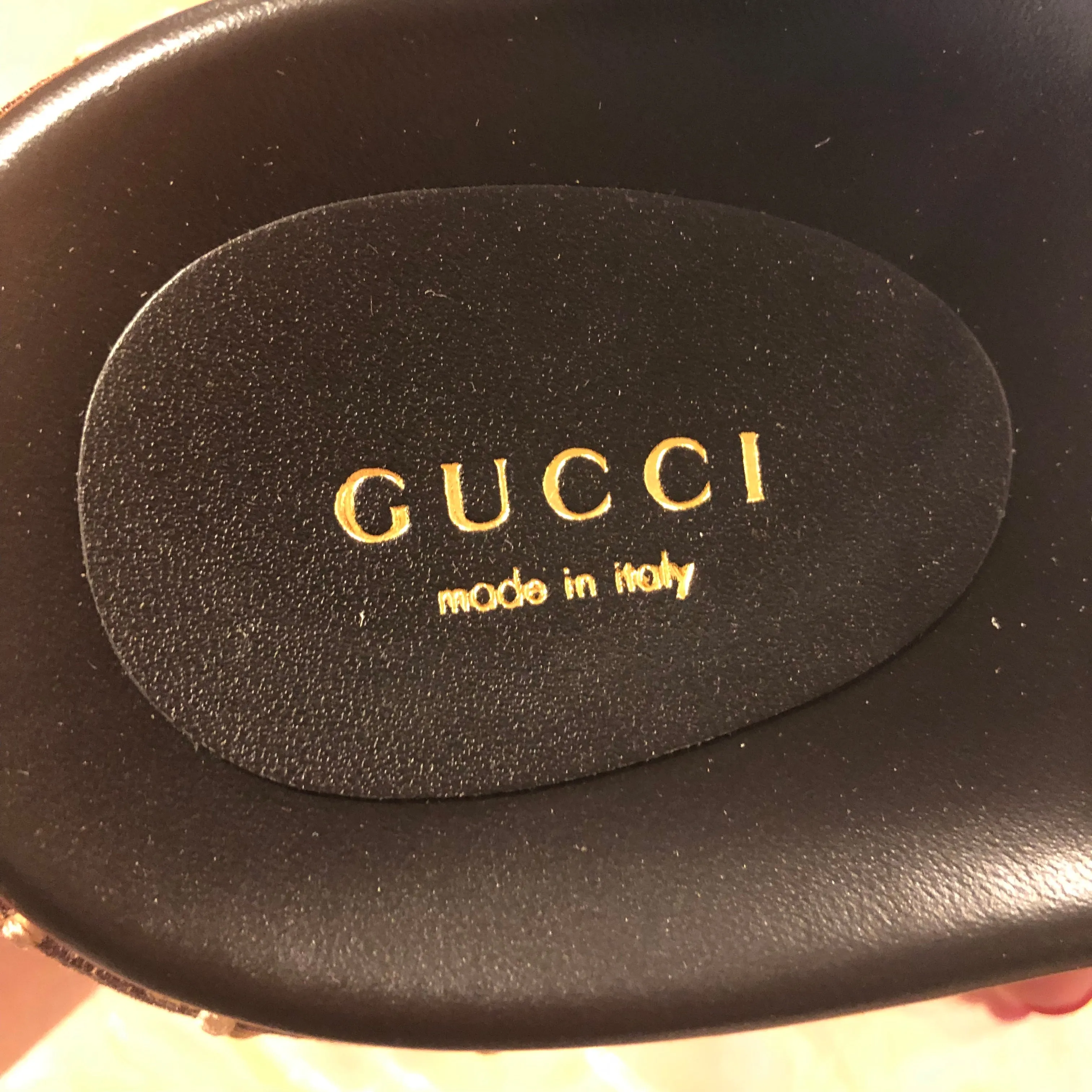 Gucci Lamé GG Angelina Slides in Brown & Beige