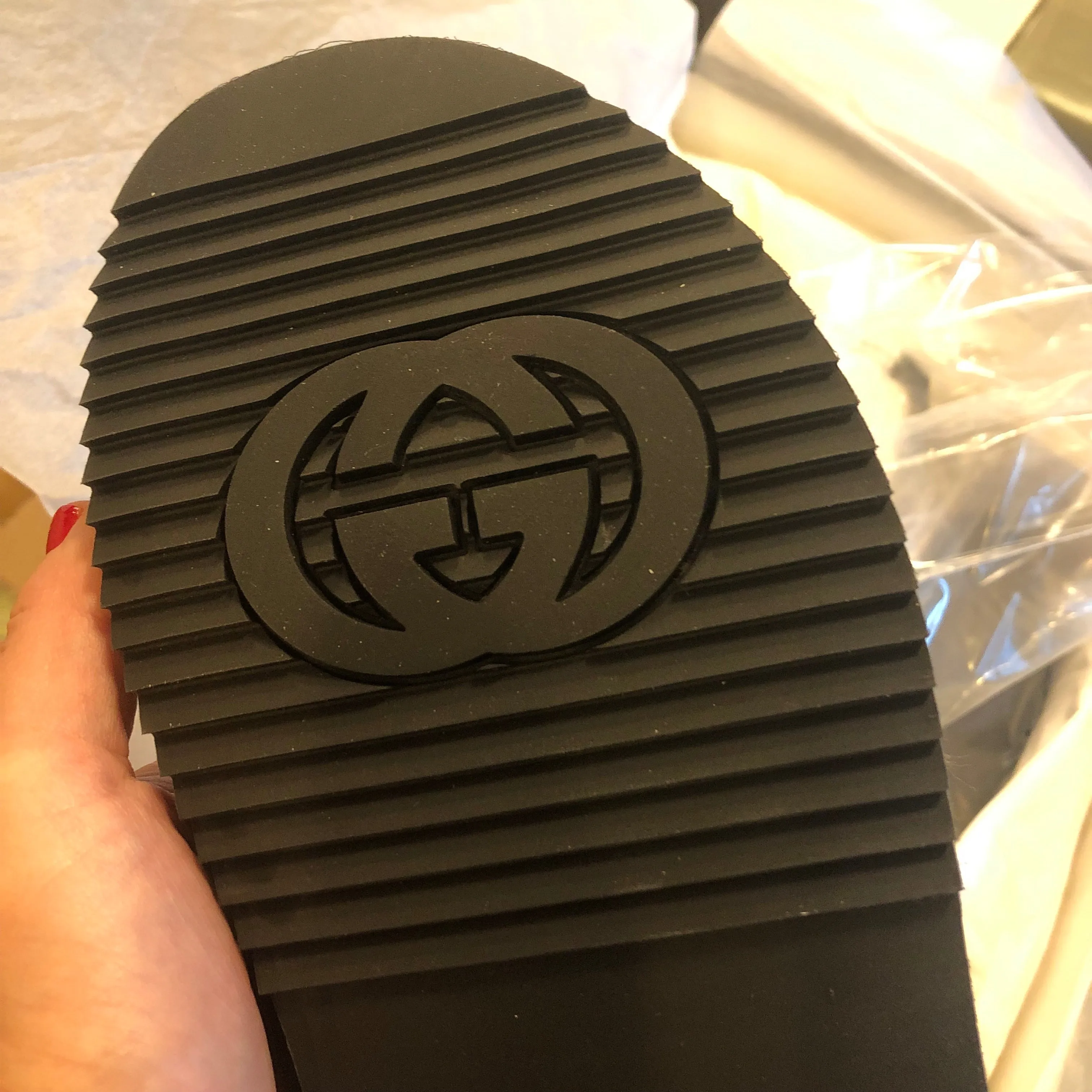 Gucci Lamé GG Angelina Slides in Brown & Beige
