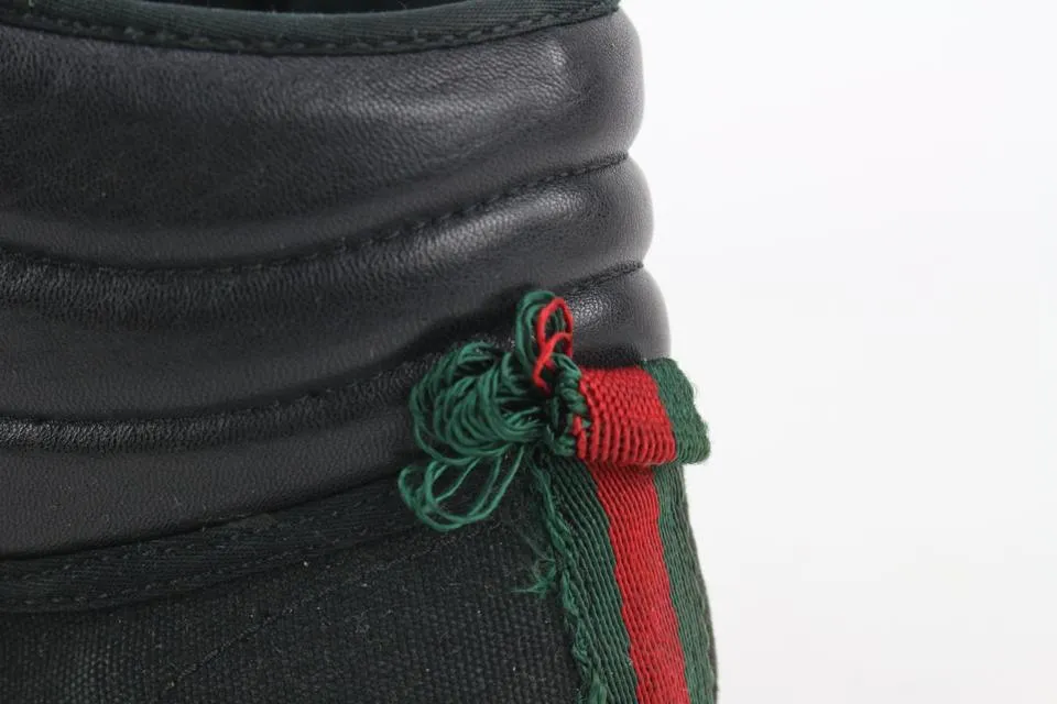 Gucci Men's US 9.5 High Top Web Black Sneaker Boot 221ggs714