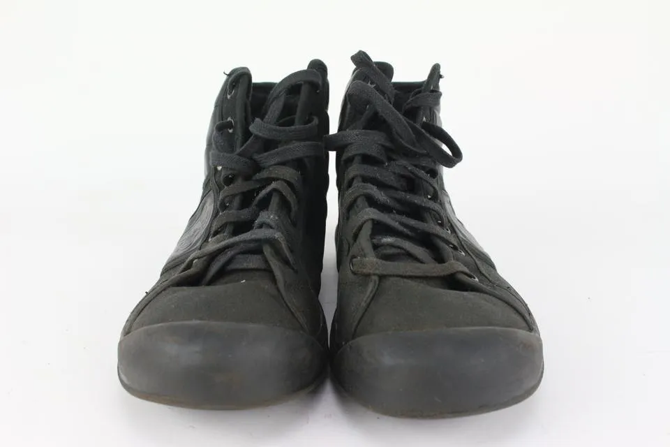 Gucci Men's US 9.5 High Top Web Black Sneaker Boot 221ggs714