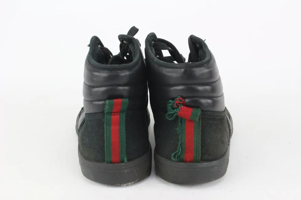 Gucci Men's US 9.5 High Top Web Black Sneaker Boot 221ggs714