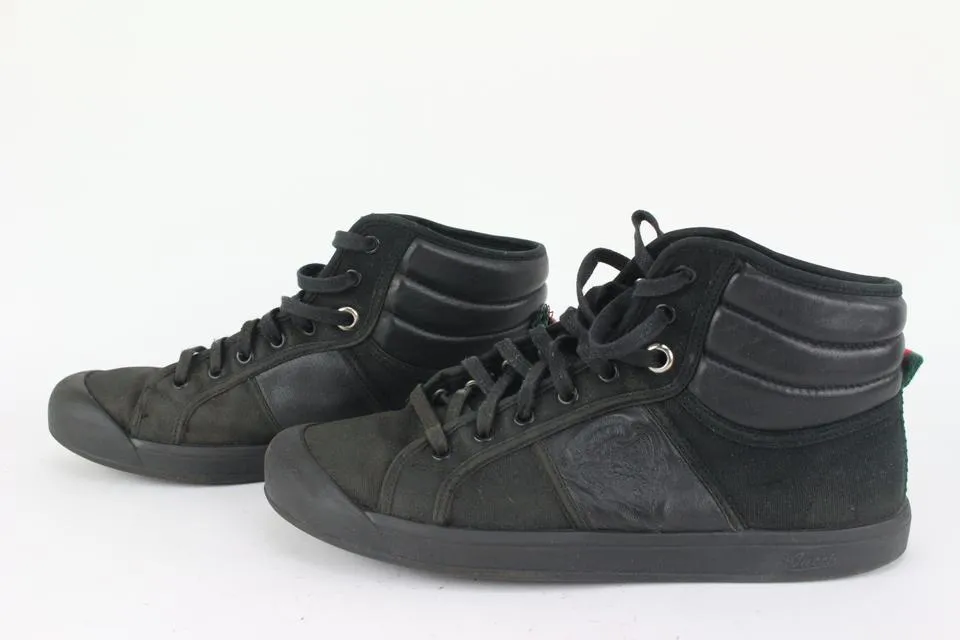Gucci Men's US 9.5 High Top Web Black Sneaker Boot 221ggs714